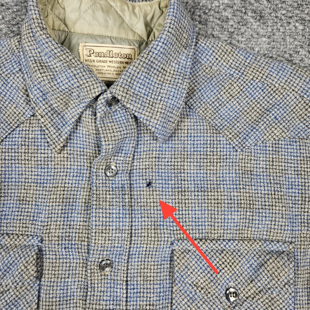 Pendleton Men's Medium Blue Gray Wool Button West… - image 2